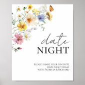 Wildflower Boho Vrijgezellenfeest Datum Nacht Jar  Poster (Voorkant)