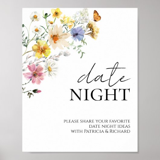 Wildflower Boho Vrijgezellenfeest Datum Nacht Jar  Poster (Voorkant)