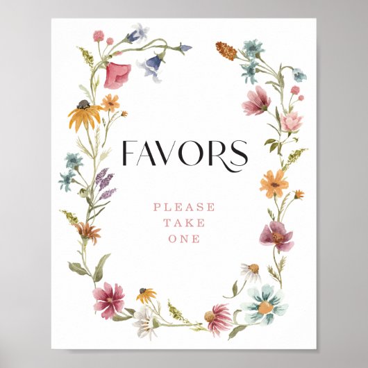Wildflower Boho Vrijgezellenfeest Favorieten teken Poster (Voorkant)