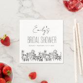 Wildflower Boho Vrijgezellenfeest Floral Sketch Ar Servet (Insitu)