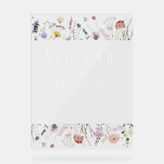 Wildflower Boho Vrijgezellenfeest Welkom Acryl Tek Acryl Bord (Voorkant)