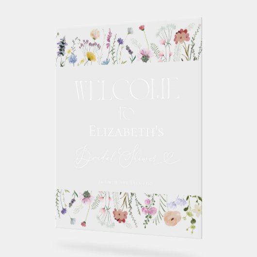 Wildflower Boho Vrijgezellenfeest Welkom Acryl Tek Acryl Bord (Hoek)