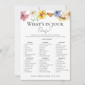 Wildflower Boho Wat zit er in je tas spel Kaart (Voorkant)