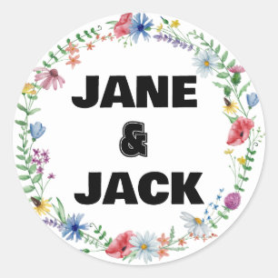 Wildflower Boho Water Kleur Ronde Sticker