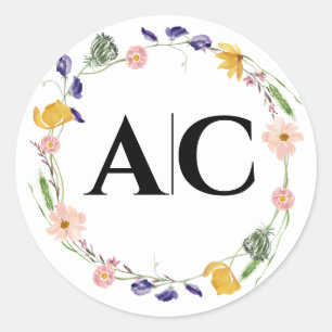 Wildflower Boho Water Kleur Ronde Sticker