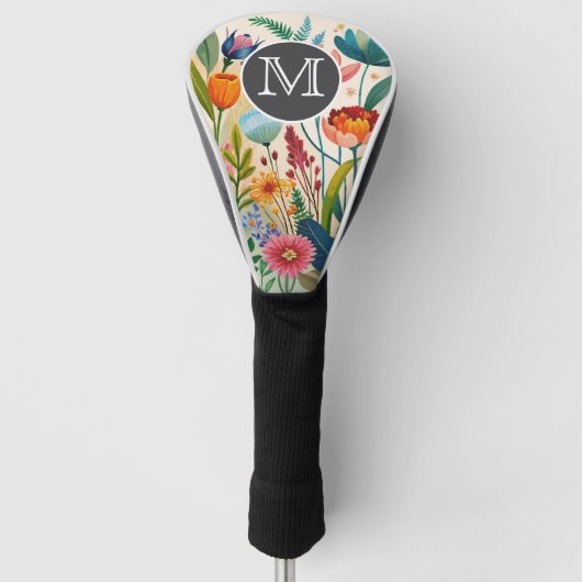 Wildflower Boho Watercolor Golf Head Cover (Voorkant)