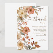 Wildflower Boho Waterverf Baby shower Dank u Kaart (Voorkant / Achterkant)