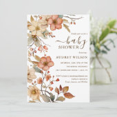 Wildflower Boho Waterverf Baby shower Uitnodiging (Staand voorkant)