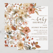 Wildflower Boho Waterverf Baby shower Uitnodiging (Voorkant / Achterkant)