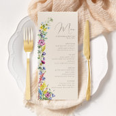 Wildflower Boho Waterverf Bloemen Bruiloft Menu