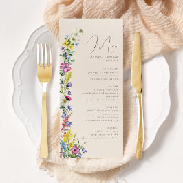 Wildflower Boho Waterverf Bloemen Bruiloft Menu