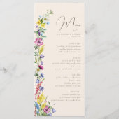 Wildflower Boho Waterverf Bloemen Bruiloft Menu (Voorkant)