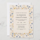 Wildflower BOHO Waterverf Elegant Beige Bruiloft Kaart (Voorkant)