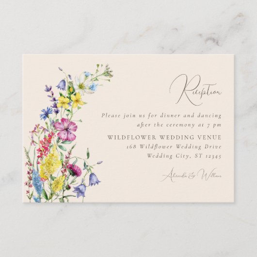 Wildflower Boho Waterverf Huwelijksreceptie Informatiekaartje (Voorkant)