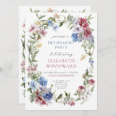 Wildflower Boho Waterverf Krans Retirement Party Kaart (Voorkant / Achterkant)