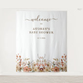 Wildflower Boho Waterverf Welkom teken achtergrond Wandkleed (Voorkant)