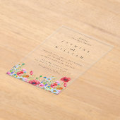 Wildflower Boho Wedding Acryl Uitnodigingen (Laagn)