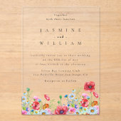 Wildflower Boho Wedding Acryl Uitnodigingen (Voorkant)
