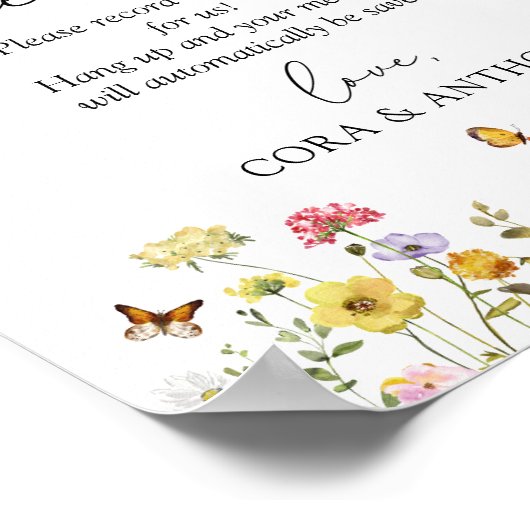Wildflower Boho Wedding Audio Guestbook Sign Poster (Hoek)
