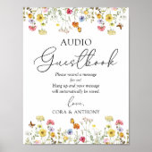 Wildflower Boho Wedding Audio Guestbook Sign Poster (Voorkant)