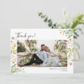 Wildflower boho Wedding Dank je foto Bedankkaart (Staand voorkant)