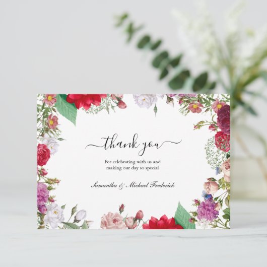 Wildflower Boho Wedding Dank u kaarten (Staand voorkant)