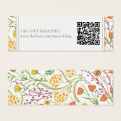 Wildflower Boho Wedding Gift Registry QR-code Mini Visitekaartjes (Voorkant /achterkant)