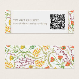 Wildflower Boho Wedding Gift Registry QR-code Mini Visitekaartjes