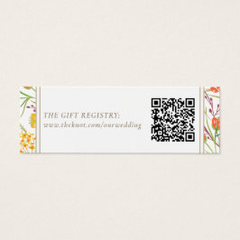 Wildflower Boho Wedding Gift Registry QR-code Mini Visitekaartjes