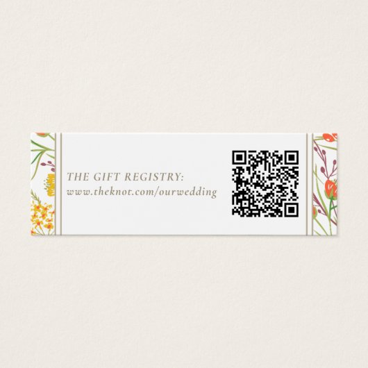 Wildflower Boho Wedding Gift Registry QR-code Mini Visitekaartjes (Voorkant)