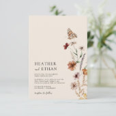 Wildflower Boho Wedding Invitation Kaart (Staand voorkant)