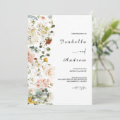 Wildflower Boho Wedding Invitation Kaart (Staand voorkant)