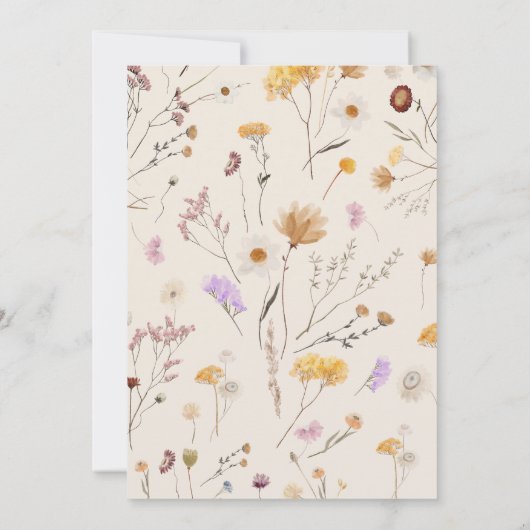 Wildflower Boho Wedding Invitation Kaart (Achterkant)