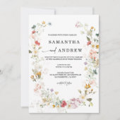 Wildflower Boho Wedding Invitation Kaart (Voorkant)
