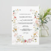 Wildflower Boho Wedding Invitation Kaart (Staand voorkant)