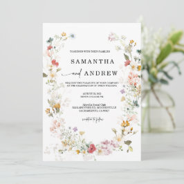 Wildflower Boho Wedding Invitation Kaart
