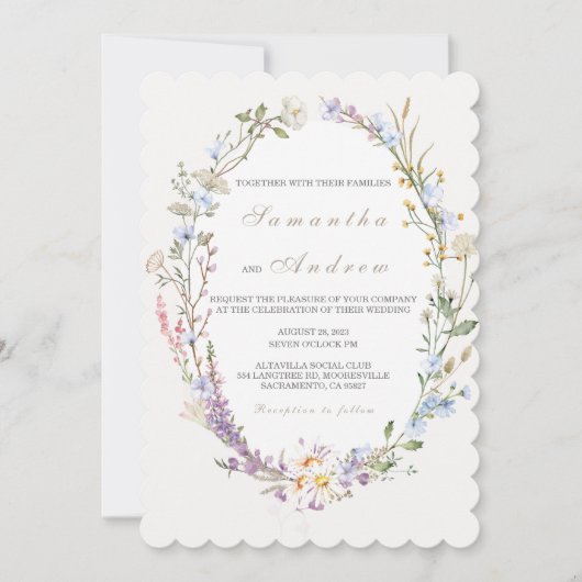 Wildflower Boho Wedding Invitation Kaart (Voorkant)