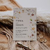 Wildflower Boho Wedding Invitation Kaart