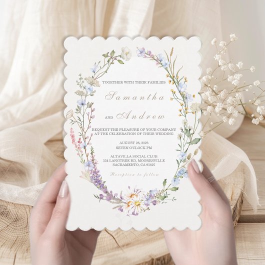 Wildflower Boho Wedding Invitation Kaart