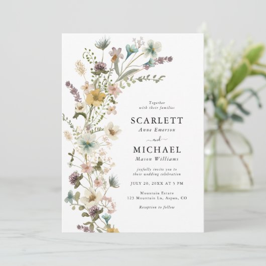 Wildflower Boho Wedding Kaart (Staand voorkant)