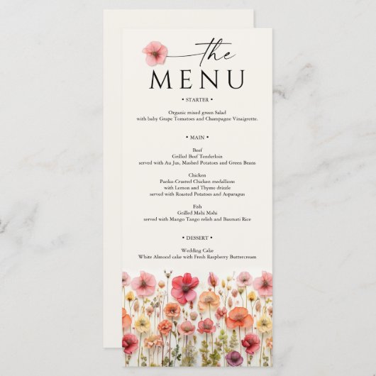 Wildflower Boho Wedding Menu (Voorkant / Achterkant)