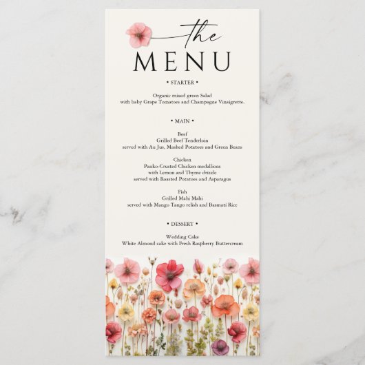 Wildflower Boho Wedding Menu (Voorkant)