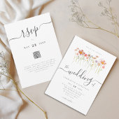 Wildflower Boho Wedding QR code Kaart