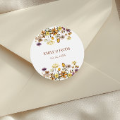 Wildflower Boho Wedding Ronde Sticker