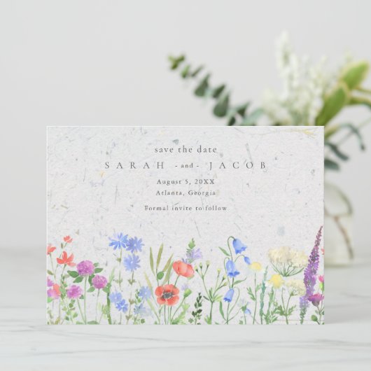 Wildflower Boho Wedding Save the Date (Staand voorkant)