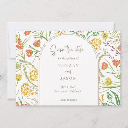 Wildflower Boho Wedding Save The Date (Voorkant)