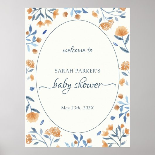 Wildflower Boho Welkomstbord Baby shower Poster (Voorkant)