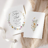 Wildflower Boho Whimsical Floral Wreath Bruiloft Kaart