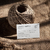 Wildflower Boho Zwart-Wit Bruiloft RSVP Informatiekaartje