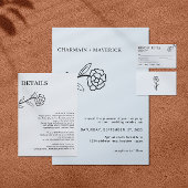 Wildflower Boho Zwart-Wit Trouw-RSVP Informatiekaartje